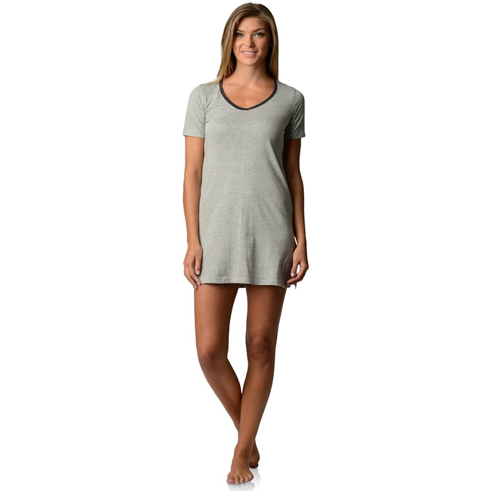 Nightgowns & Sleepshirts Women's Short Sleeve Dorm Lounge Sleep Nightshirt Tee - Heather Grey - CS187KK8OSO