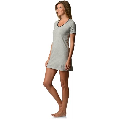 Nightgowns & Sleepshirts Women's Short Sleeve Dorm Lounge Sleep Nightshirt Tee - Heather Grey - CS187KK8OSO