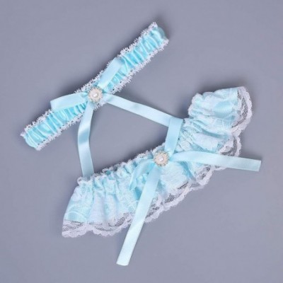 Garters & Garter Belts 2019 Handmade Lace Wedding Garter Set for Bride Party Bridal Leg Garters - 9a-blue - C618O23S5T5