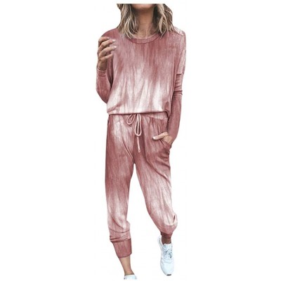 Sets Outfits for Women 2 Piece Sets-Casual Sweatsuit Long Sleeve Shirts and Lounge Jogger Pants Tie Dye Printed Pajamas Sets ...