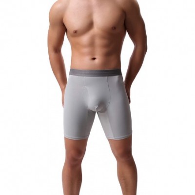 Boxer Briefs Men's Briefs Breathable Ice Silk Sports-Inspired Underwear Boxer Briefs B19-2 - 1-pack Gray - C118SMGN40H