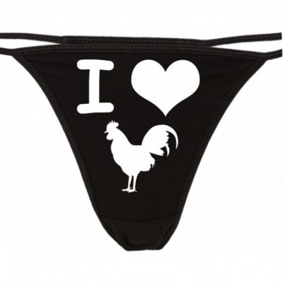 Panties I Love Cock Thong Panties - I Heart Cock Underwear - for Hot Wife - Rooster pic - The Panty Game Gift - White - CQ187...