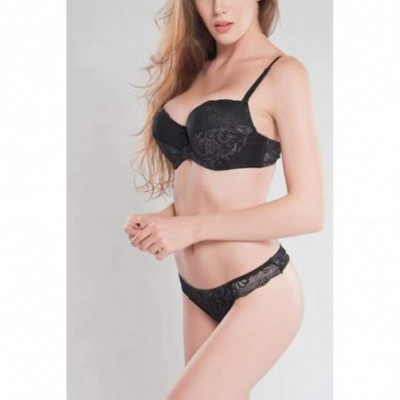 Bras Women Everyday Bras Matching Panties Two Piece Bralette Lingerie Set - Black - CP18H70RQM6