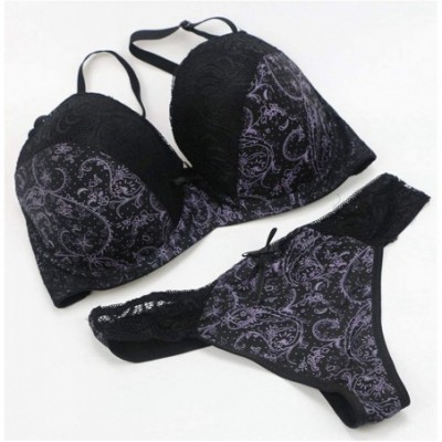 Bras Women Everyday Bras Matching Panties Two Piece Bralette Lingerie Set - Black - CP18H70RQM6