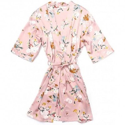 Robes Womens Daily Casual Leisure Cardi Sleep Robe Silk Nightwear Sleepwear - Pink - CA19E7NYZLO