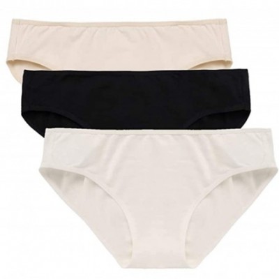 Panties Womens Underwear Cotton Panties Brief 3 in 1 Pack - Solid Color - C4183NN3NNL