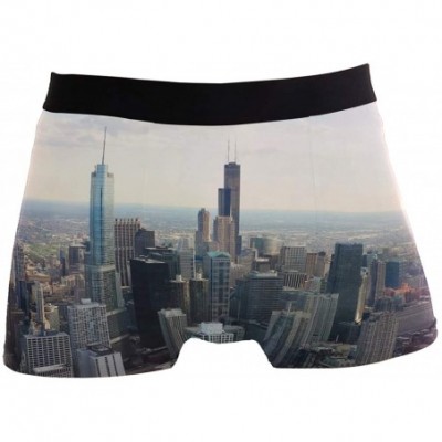 Boxer Briefs Men's Sexy Boxer Briefs Brave and Fast Wolf Print Stretch Bulge Pouch Underpants Underwear - Chicago Scenery - C...