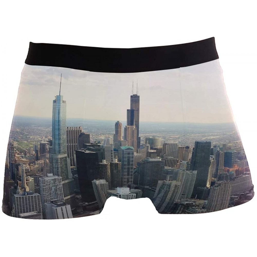 Boxer Briefs Men's Sexy Boxer Briefs Brave and Fast Wolf Print Stretch Bulge Pouch Underpants Underwear - Chicago Scenery - C...