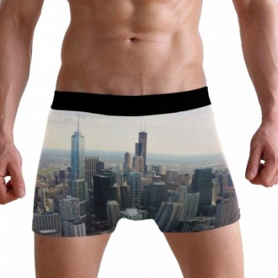 Boxer Briefs Men's Sexy Boxer Briefs Brave and Fast Wolf Print Stretch Bulge Pouch Underpants Underwear - Chicago Scenery - C...