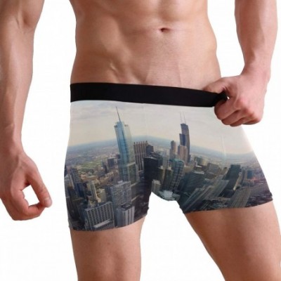 Boxer Briefs Men's Sexy Boxer Briefs Brave and Fast Wolf Print Stretch Bulge Pouch Underpants Underwear - Chicago Scenery - C...