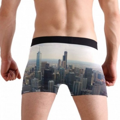 Boxer Briefs Men's Sexy Boxer Briefs Brave and Fast Wolf Print Stretch Bulge Pouch Underpants Underwear - Chicago Scenery - C...