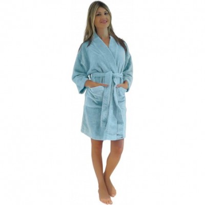 Robes Women's Chenille Short Robe Mid Knee Length Soft Bathrobe - Mint - CP12ITFLXCD