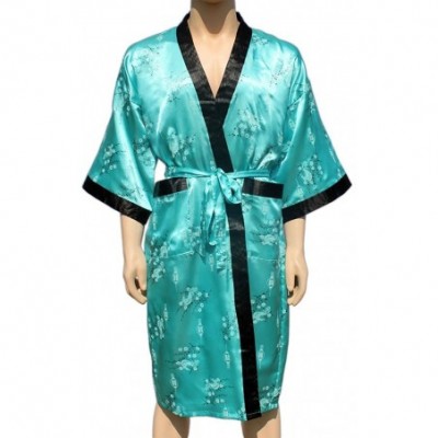 Robes Traditional Chinese Dragon Robe- Kimono Bathrobe - Cyan - C711EQTKMOR