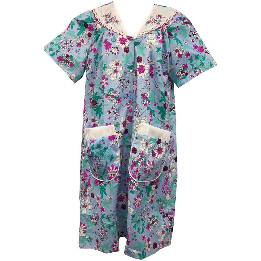 Nightgowns & Sleepshirts Snap Down Open Front Women House Gown - Nightgown - Duster - LAT-2013 - Print 4 - CA19CXYAG50