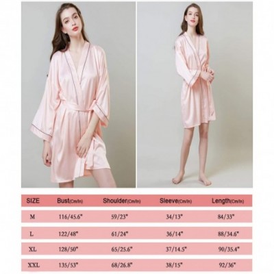 Robes Womens Satin Robe-Kimono Robes for Women-Short-Solid Color Bathrobes - Pink - C418R22ZUHS