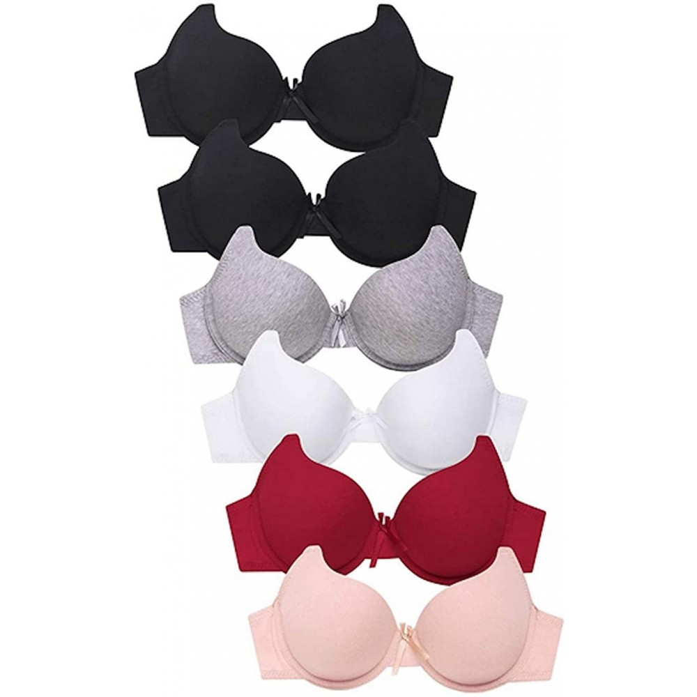 Bras Pack of 6 Pieces Women's Wired Basic Plain Light to Regular Padding Everyday Bras - 4260p3-z - C2190X45EZD