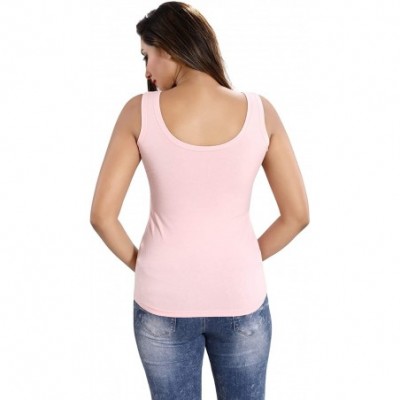 Camisoles & Tanks Women Lycra Cotton Tank Top Vest Pack of 2 - Multicolor - Pink-grey - CY199I4LA5G