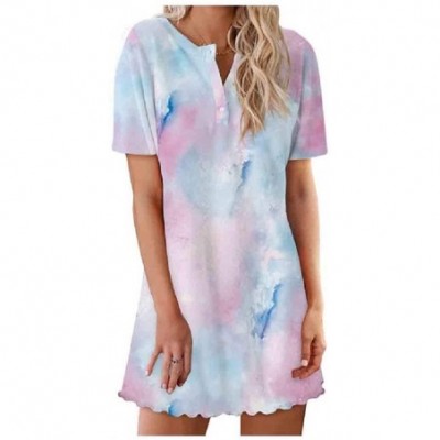 Nightgowns & Sleepshirts Womens Daily Short Dress Floral Print Lips Printed Nightgown - As7 - C41900SS32L