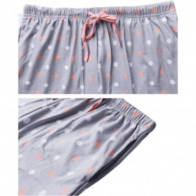 Sets Women's Cotton Short Sleeve Pajamas Set Dot Pattern Sleepwear Lounge PJ Nightwear - Y-orange - CI18QTN8I84