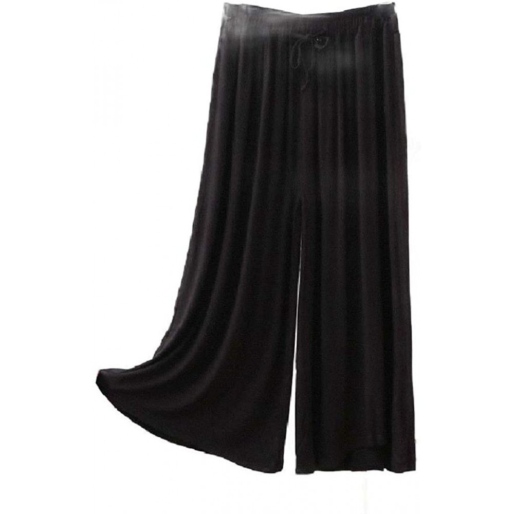 Bottoms Women's Modal Oversized Baggy Lounge Elastic Palazzo Lounge Pants - Black - C119CSY5ML7