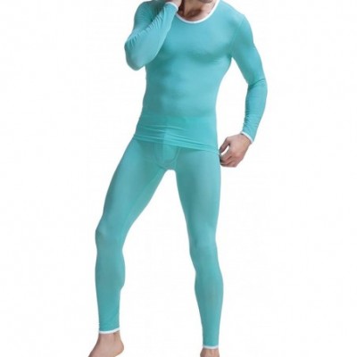 Thermal Underwear Men's Ultra Soft Thermal Underwear Base Layer Long Leg Breathable Sexy Underpants for Autumn - Green 1 - CI...