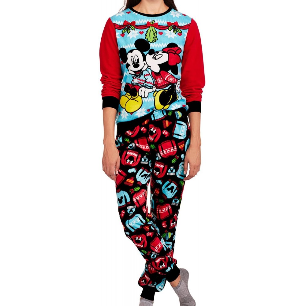 Sets Disney Minnie & Mickey Women's Christmas Holiday Ugly Sweater Pajamas (XL 16-18) - CW12O5KYC5L