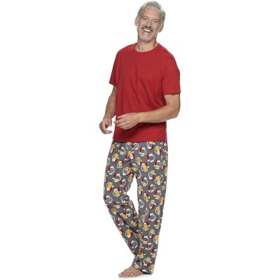 Sleep Sets Men's The Jolly Tee and Microfleece Pants Set - Red Beer - C0195N92NGR