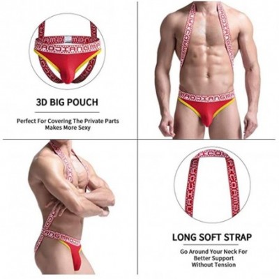 Briefs Mens Jockstrap Thong Underwear Mesh Suspenders Wrestling Singlet Jock Strap Athletic Supporter Bodysuit for Men - Red ...