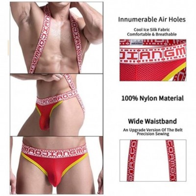 Briefs Mens Jockstrap Thong Underwear Mesh Suspenders Wrestling Singlet Jock Strap Athletic Supporter Bodysuit for Men - Red ...