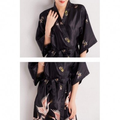 Robes Kimono Robe Bathrobe for Women Crane Towel Satin Pajamas Sleepwear Robe Bathrobe Bride Maid of Honor by Night Pajama Po...