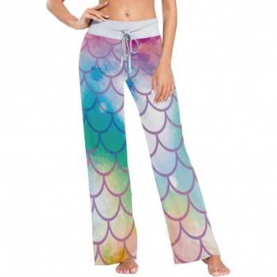 Bottoms Women's Comfy Stretch Watercolor Fish Scales Drawstring Wide Leg Pajama Pants Lounge Pants - Color 1 - CZ197UYQXHD