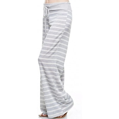 Robes Women's Comfy Soft Stretch Floral Polka Dot Pajama Pants - Heather Grey Stripe - CP126FIRUXR