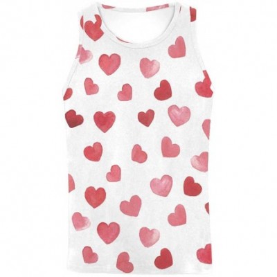 Undershirts Men's Muscle Gym Workout Training Sleeveless Tank Top Valentine Hearts - Multi5 - CD19DLOTTSQ