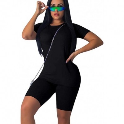 Sets Two Piece Outfits for Women Shorts - Summer Printed T Shirts and Shorts Athletic Tracksuits Set - 5-black - CR19CLW4Q3U