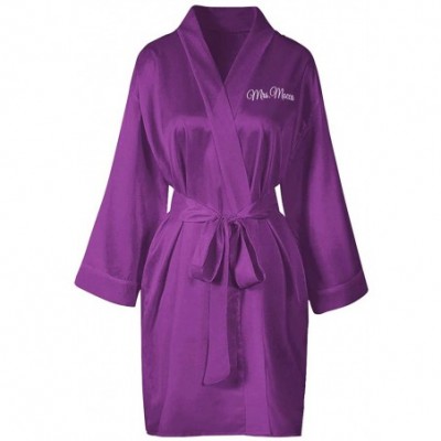 Robes Personalized Satin Robe with Personalized Name - Purple - C8199KNYYZS