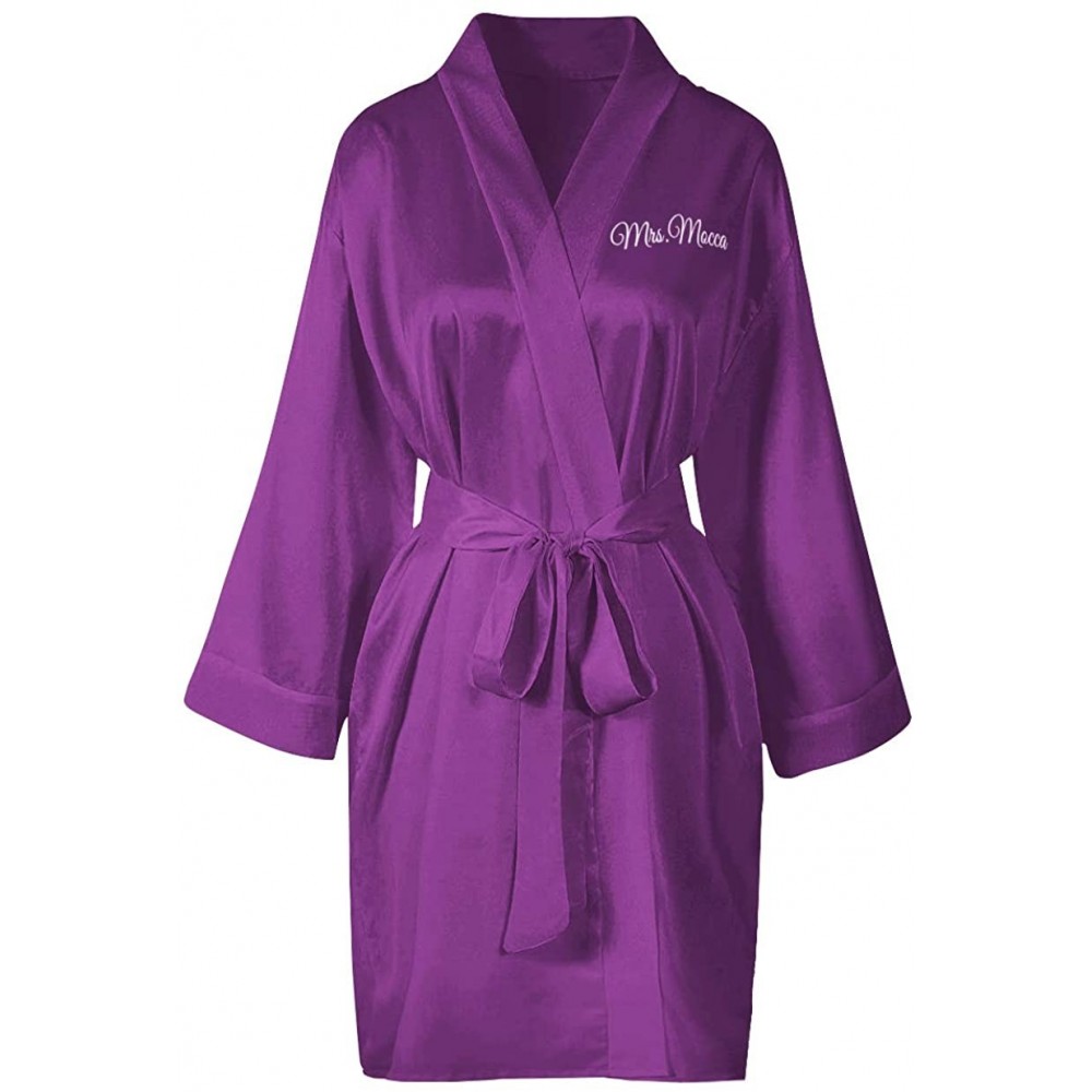 Robes Personalized Satin Robe with Personalized Name - Purple - C8199KNYYZS