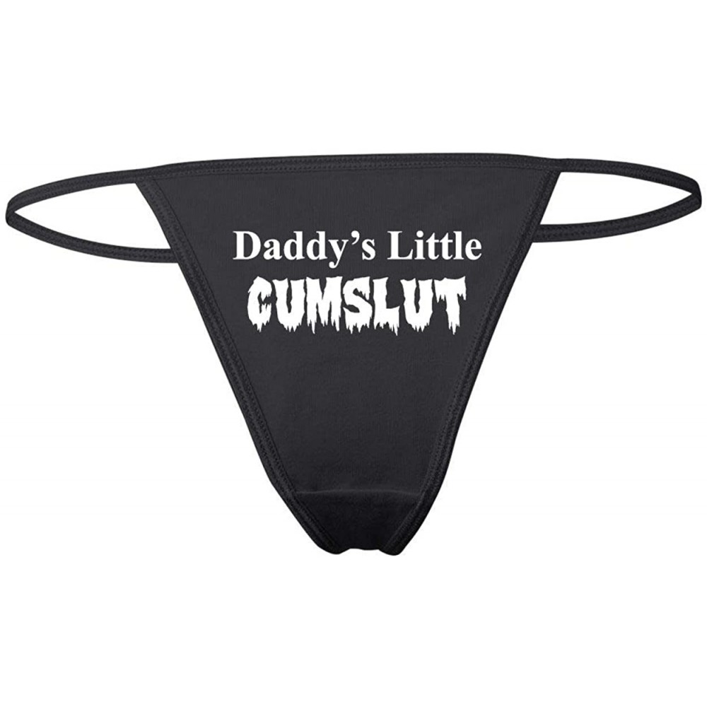 Panties I Swallow Funny Sexy Slutty Women's Cotton Spandex Thong Bikini - Black-cumslut - C9198G99QQG