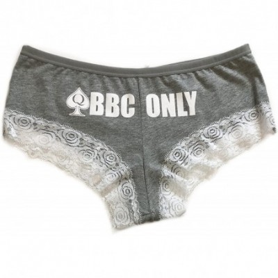 Panties Cotton Panty with Lace BBC Only Hipster Cheeky Panty - Grey/White - C518CMRXYAN