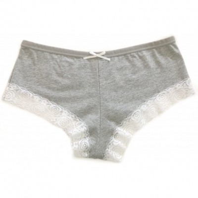 Panties Cotton Panty with Lace BBC Only Hipster Cheeky Panty - Grey/White - C518CMRXYAN