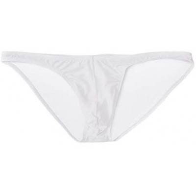 Bikinis Men's Sexy Breathable Sheer Ice Silk Bikini Briefs Underwear Panties - White - C4184AC6ZAC