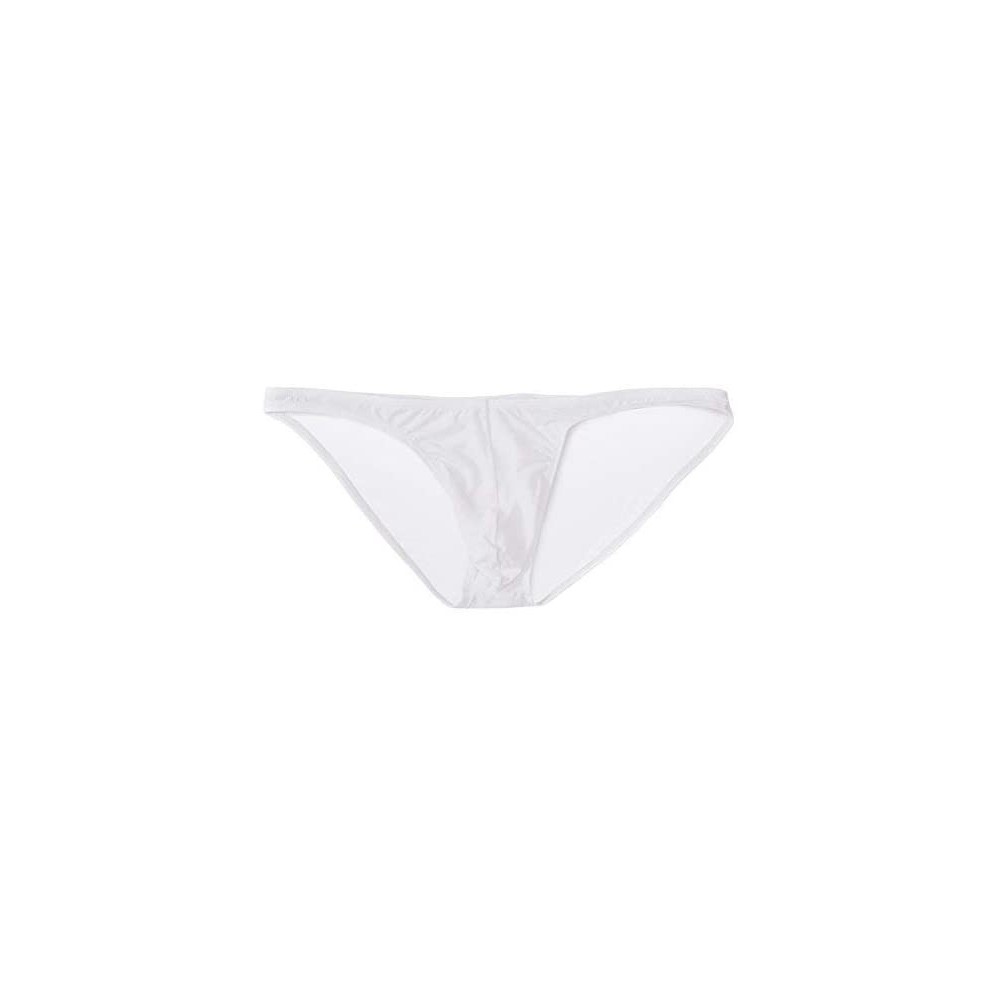 Bikinis Men's Sexy Breathable Sheer Ice Silk Bikini Briefs Underwear Panties - White - C4184AC6ZAC