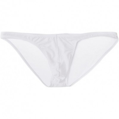 Bikinis Men's Sexy Breathable Sheer Ice Silk Bikini Briefs Underwear Panties - White - C4184AC6ZAC