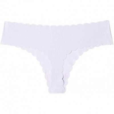 Panties Women's Large Size 100KG Can Wear Solid Color Breathable Seamless Low Waist Sexy Thong - White - CP18YDS8DG7