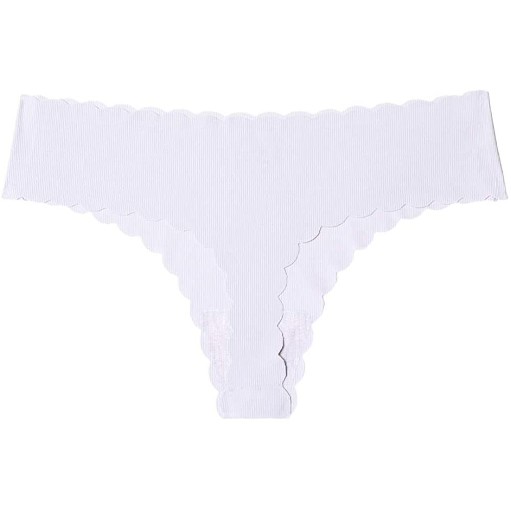 Panties Women's Large Size 100KG Can Wear Solid Color Breathable Seamless Low Waist Sexy Thong - White - CP18YDS8DG7