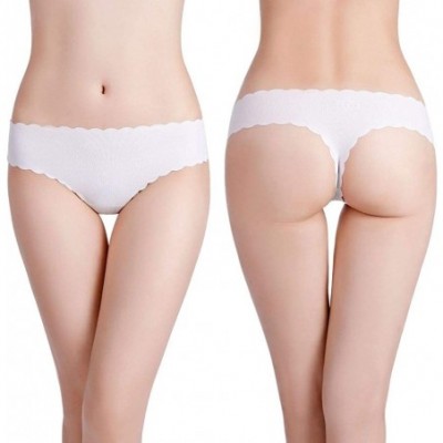 Panties Women's Large Size 100KG Can Wear Solid Color Breathable Seamless Low Waist Sexy Thong - White - CP18YDS8DG7