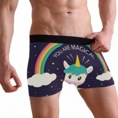 Boxer Briefs UK British Flag London Boxer Briefs Men's Underwear Boys Stretch Breathable Low Rise Trunks - Funny Unicorn - CE...