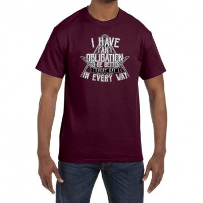 Undershirts I Have an Obligation to be Better Every Day in Every Way Masonic Men's Crewneck T-Shirt - Maroon - CC184QK576E