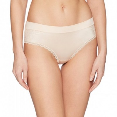 Panties Women's Supersoft Brushed Microfiber Hipster with Lace - Black/Shifting Sand/Ivory - CB188UIDXRG