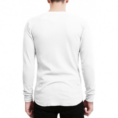 Thermal Underwear Mens Basic Lightweight Long Sleeve Round Neck Slim Fit/Regular Fit Thermal Shirts Tops (S-5XL) - White - CT...