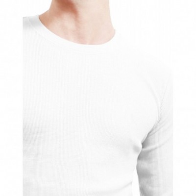 Thermal Underwear Mens Basic Lightweight Long Sleeve Round Neck Slim Fit/Regular Fit Thermal Shirts Tops (S-5XL) - White - CT...